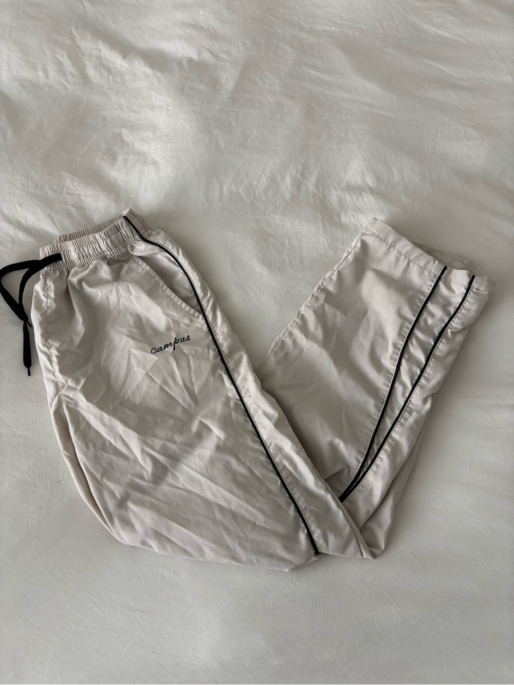 Campus Cream Track Pants with Black Piping